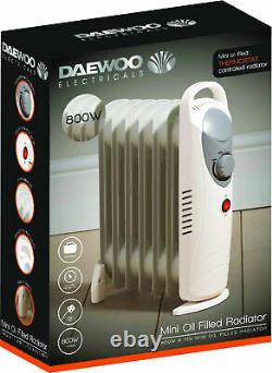 Daewoo Home Work White 800W Portable Oil Filled Radiator Heater with Thermostat