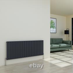 Designer Grey Flat Oval Panel Horizontal Vertical Radiator & Thermostatic Valves