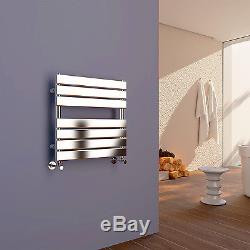 Designer Heated Bathroom Central Heating Towel Rail Radiator Chrome and Flat