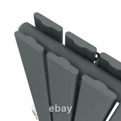 Designer Heating Radiator Flat Panel DOUBLE Horizontal Matt Black 8Bars 600x546