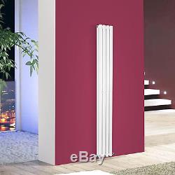 Designer Radiator Double Panel Oval Column Modern Gloss White Central Heating