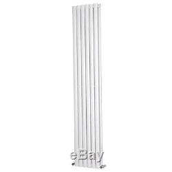 Designer Radiator Double Panel Oval Column Modern Gloss White Central Heating