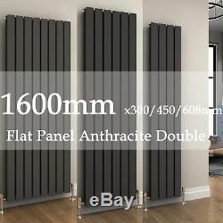 Designer Radiator Vertical Anthracite Double Flat Panel Central Heating 1600mm