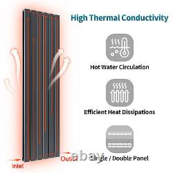 Designer Radiator Vertical Anthracite Single Flat Panel Heating Rads 1600x452mm