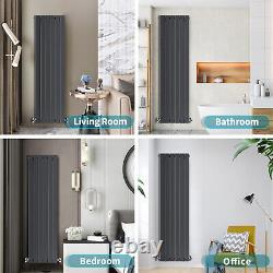 Designer Radiator Vertical Anthracite Single Flat Panel Heating Rads 1600x452mm