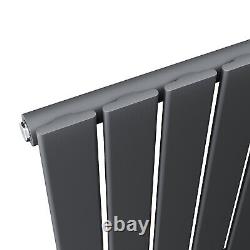 Designer Radiator Vertical Anthracite Single Flat Panel Heating Rads 1600x452mm