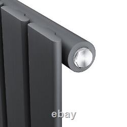 Designer Radiator Vertical Anthracite Single Flat Panel Heating Rads 1600x452mm