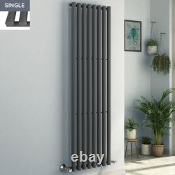 Designer Radiator Vertical Round Column Heated Rads Single Double Anthracite