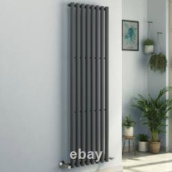 Designer Radiator Vertical Round Column Heated Rads Single Double Anthracite