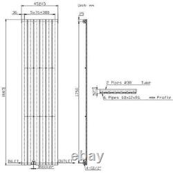 Designer Radiator Vertical White Flat Panel Rads Single Panel 1800x452mm