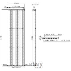 Designer Radiator Vertical White Flat Panel Rads Single Panel 1800x528mm