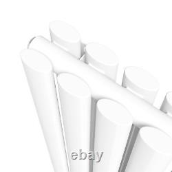 Designer Radiator Vertical White Oval Column Rads Double Panel 1600x360mm