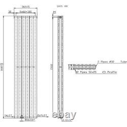 Designer Radiator Vertical White Oval Column Rads Double Panel 1600x360mm