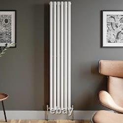 Designer Radiator Vertical White Oval Column Rads Single Panel 1800x360mm