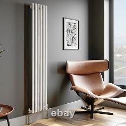 Designer Radiator Vertical White Oval Column Rads Single Panel 1800x360mm