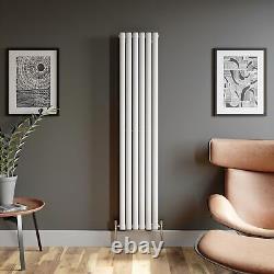 Designer Radiator Vertical White Oval Column Rads Single Panel 1800x360mm