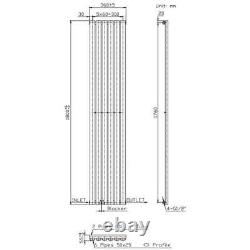 Designer Radiator Vertical White Oval Column Rads Single Panel 1800x360mm