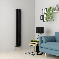 Designer Radiators Vertical Horizontal Double Oval Tube Heating Black