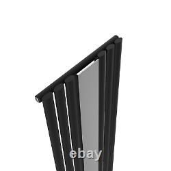 Designer Vertical Mirror Radiator Oval Panel Black
