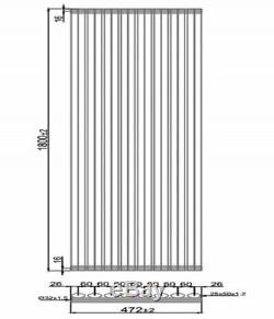 Dorney Single Vertical Column Central Heating Radiator 1800mm x 472mm Chrome