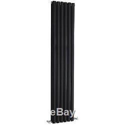 Double Designer Central Heating Vertical Radiator 1800mm H x 354mm W Gloss Black