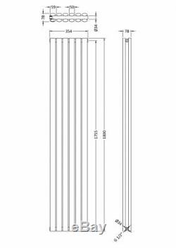 Double Designer Central Heating Vertical Radiator 1800mm x 354mm Gloss Silver