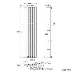 Double Flat Panel Vertical Radiator Bathroom Central Heated 1800x452mm BTU 5874