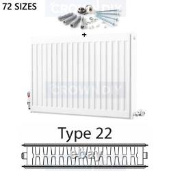 Double Radiator Type 22 Convector White Central Heating 2 Panel Fins 72 SIZES K2
