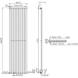 DuraTherm Vertical Oval Tube Single Panel Designer Radiator 1800 x 480mm White