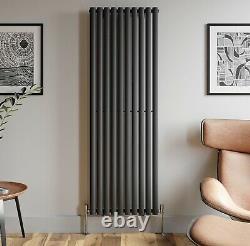 DuraTherm Vertical Oval Tube Single Panel Radiator 1800 x 600mm Anthracite