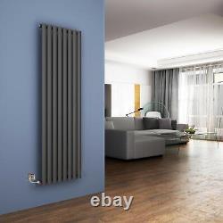 Electric Anthracite Vertical Flat Tube Single Panel Radiators 1800mm high