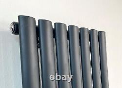 Electric Single Oval Tube Radiators 1600 x 480 Vertical Column Anthracite/White