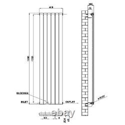 Flat Panel 1600x408 mm Vertical Single Radiator Anthracite Central Heating Rads
