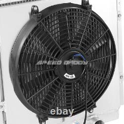 For 64-66 Ford Mustang Pony 3-row Aluminum Core Racing Radiator+pull Fan Shroud