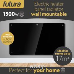 Futura Electric Glass Panel Heater Slim Wall Mounted Radiator Timer & Thermostat