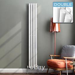 Gloss White Designer Vertical Radiator Upright Oval Column Panel Central Heating
