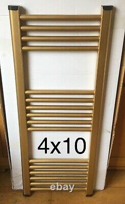 Gold 400mm x 1000mm Bathroom Designer Towel Radiator & Valves