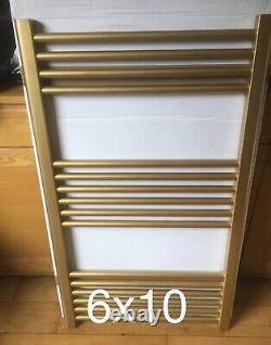 Gold 600mm x 1000mm Bathroom Designer Towel Radiator & Valves