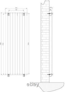 Grey Tall Vertical Pinta Wall Mounted Double Flat Panel Radiator 1800x610mm