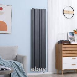 HOMCOM Vertical Designer Radiator Wall-mounted Heater for Bedroom Study Grey
