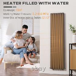 HOMCOM Vertical Designer Radiator Wall-mounted Heater for Bedroom Study Grey