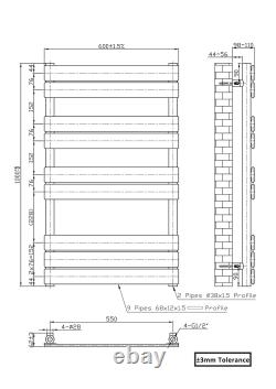 Heated Towel Rail Radiator Bathroom Designer Flat Panel Ladder Warmer Black