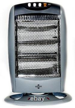 Home & Office Electric 1200W Portable Oscillating Halogen Heater Grey / Silver