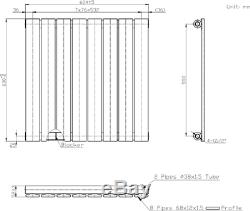 Horizontal Designer Column Radiators Single Central Heating Flat Panel 600x600