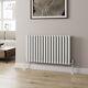 Horizontal Designer Radiator Double Panel Oval Column White Modern 600x1020mm