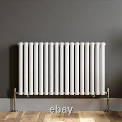 Horizontal Designer Radiator Double Panel Oval Column White Modern 600x1020mm