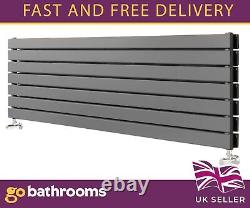 Horizontal Designer Radiator Flat Panel Double Column Heating Grey 1200x476mm