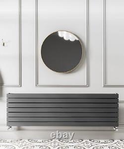 Horizontal Designer Radiator Flat Panel Double Column Heating Grey 1200x476mm