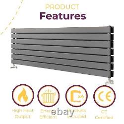 Horizontal Designer Radiator Flat Panel Double Column Heating Grey 1200x476mm