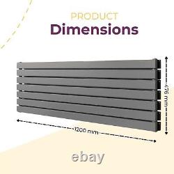 Horizontal Designer Radiator Flat Panel Double Column Heating Grey 1200x476mm